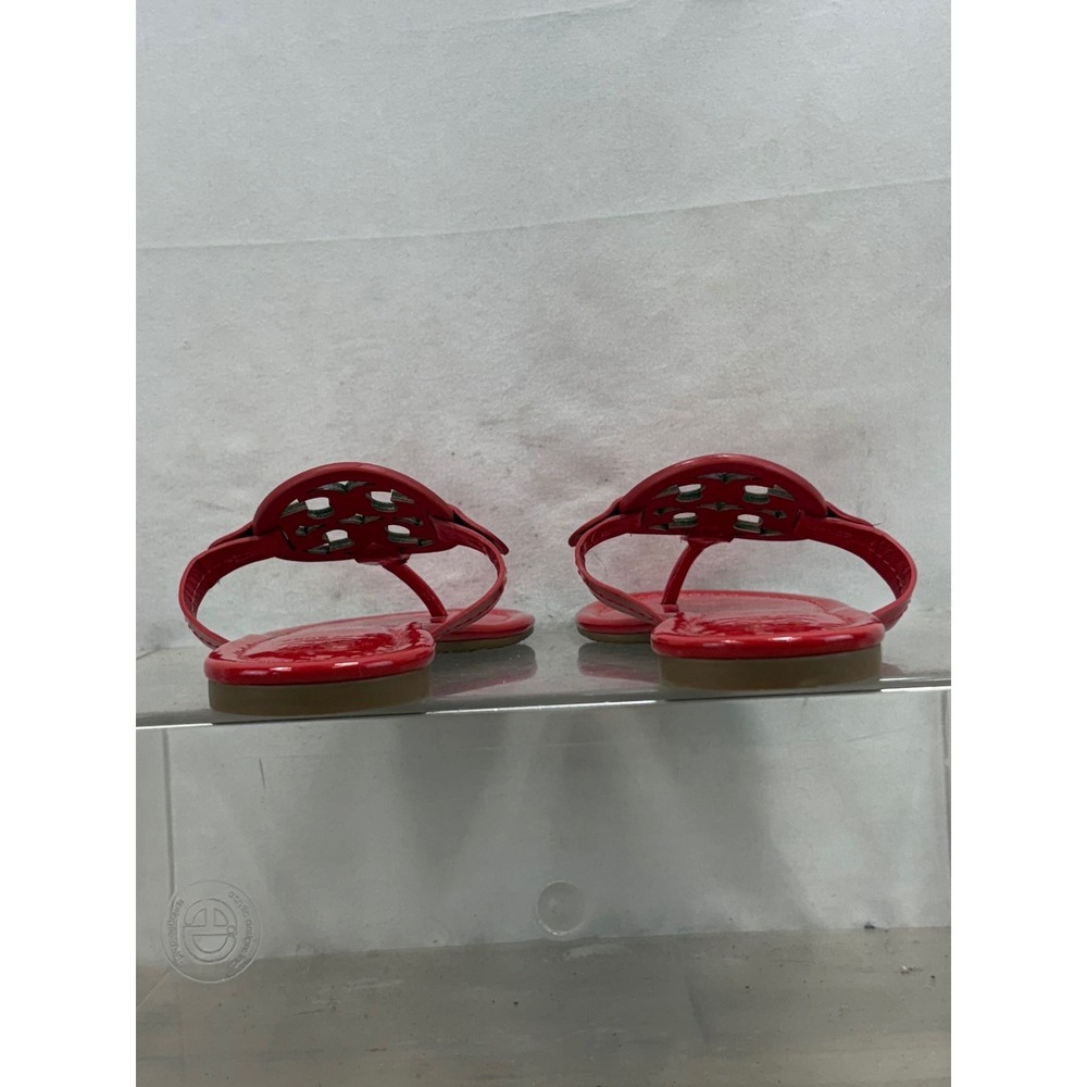 Tory Burch Miller Rainbow Logo Red Patent Leather Flip Flops Sandals - Picture 11 of 11